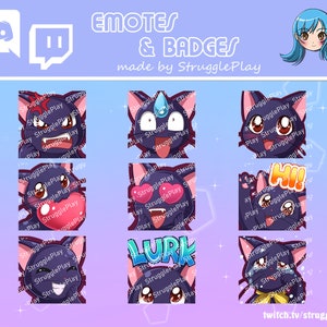 Cute Black Cat Emotes Pack