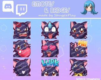 Cute Black Cat Emotes Pack