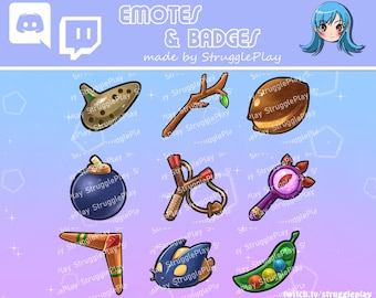 Retro Fantasy Item Emotes Pack "Child" | Nostalgic Video Game Adventure Weapons Chat Stickers | Randomizer Speedrun SubBadges Twitch Discord