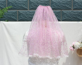 pink sparkle veil,simple sparly veil,Glitter bridal Veil,Sparkle Sequined  Veil,unique veil,Shiny Wedding Veil, Short Bridal Veil