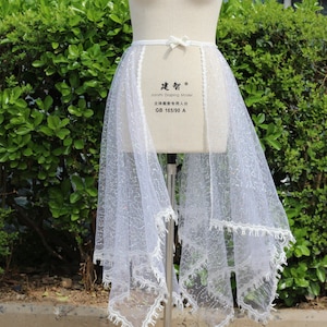 Wedding Bridal Tiered Skirt,hi low tulle skirt,White shiny Detachable Skirt,sparkly overskirt,sheer bridal overskirt,bridal separates skirt