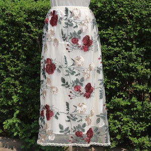 floral embroidered tulle overskirt,party skirt women,detachable wedding skirt,flower detachable bride skirt,Embroidered Floral Wedding Skirt
