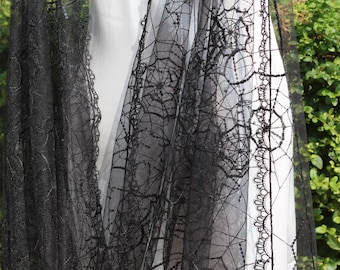 Sparkle Spiderweb Halloween Cape, Gothic Wedding Veil