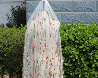 Secret Garden Veil,Floral lace bridal Veil,Unique Embroidered floral tulle Bridal Veil,flowery wedding veil