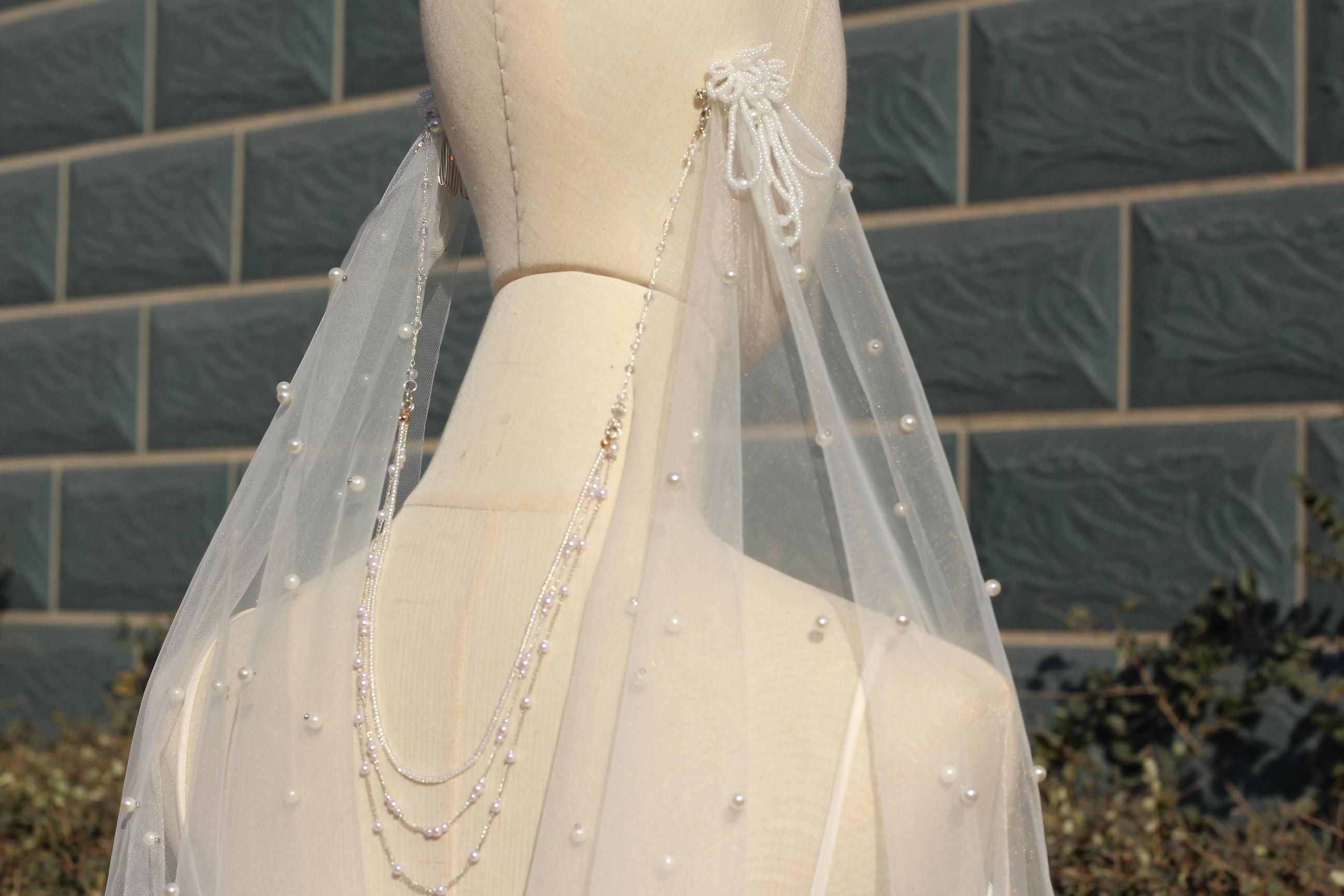 NEW Bohemian Bridal Drape Wedding Veil White Ivory FAYETTE Draped Wedding Veil – Blair Nadeau Bridal main image 4