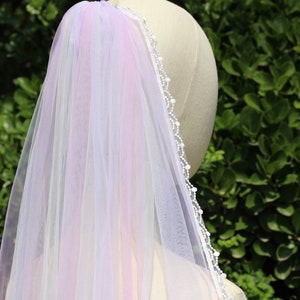 colorful wedding veil,Rainbow wedding veil,short rainbow veil,unique wedding veil,colorful veilRainbow veil,Unique bridal veil,Rainbow tulle