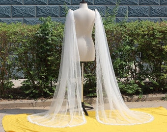 Ailes de mariée avec perles, ailes de mariage amovibles, ailes d'épaule en tulle, cape de mariée en tulle, cape de voile de mariage, ailes de voile de mariage cathédrale