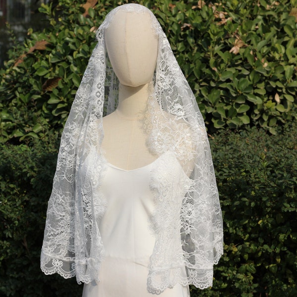 Lace Chapel Veil,Mantilla veil,Infinity Veil,Floral Wrap Veil,Catholic veil,church veil,Latin Mass veil,chapel scarf,christian veil