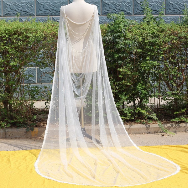 bridal cape veil,bridal cape,back necklace bridal jewellery backdrop necklace,shoulder wedding cape,Draped Cape Veil,pearl wedding cape