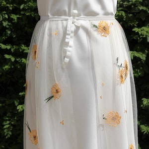 Floral Wedding Skirt,Dress With Floral Overskirt,flower bride skirt,detachable wedding Train skirt Belt,party skirt,Bridal Overskirt
