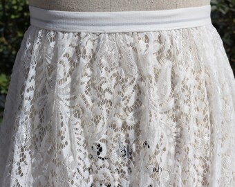 White Lace Skirt,women Lace Skirt Gift,lace Sheer See