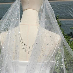 sparkle star Wedding Veil,stars moon celestial veil,Boho Drape Wedding Veil,Sparkly Veil,Sequin Bridal Veil,glitter veil,unique wedding veil