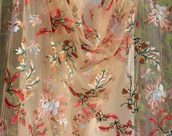 Floral Embroidered Wedding Cape, Bridal Flower Cape Veil