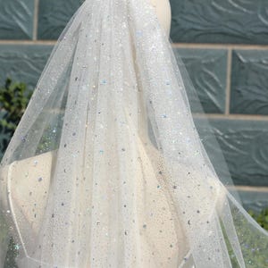 glitter stars celestial veil,Bridal Veil Sparkle,Glitter Bridal Veil, Sparkly Bridal Veil,Wedding Veil Sparkle, Shimmering Veil for Bride