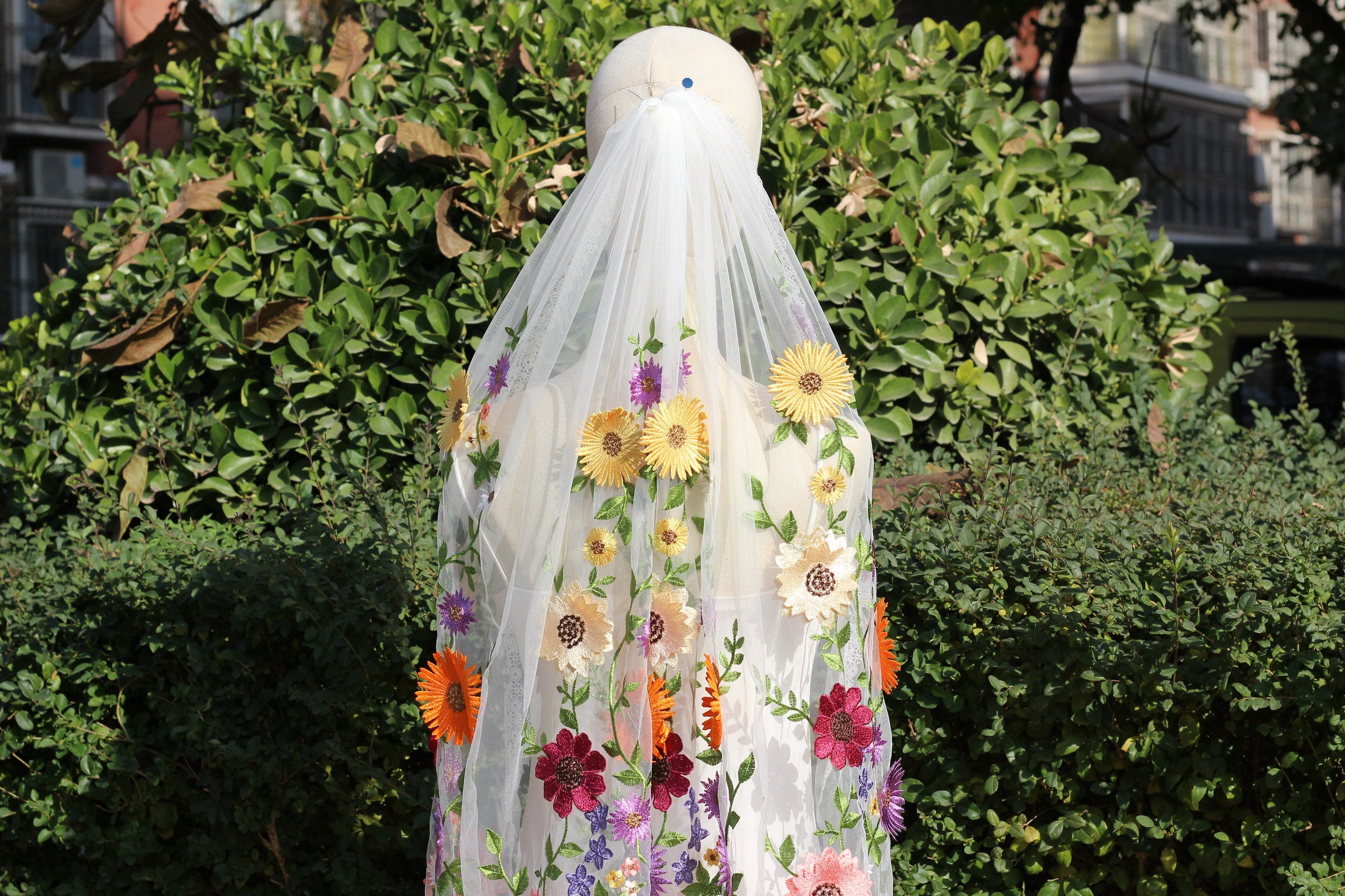 Coloured Floral Veil,colorful Floral Wedding Veil
