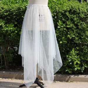 Hi-low tulle overlay skirt,Tulle Detachable Skirt,Wedding Skirt,Transparent skirt,Wrap Skirt,sheer mesh skirt,See Through Skirt,overskirt