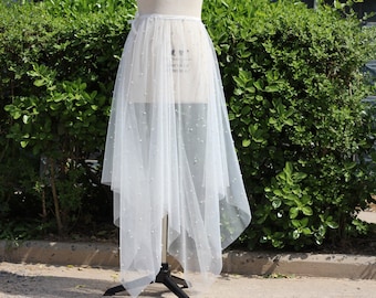 Hi-low tulle overlay skirt,Tulle Detachable Skirt,Wedding Skirt,Transparent skirt,Wrap Skirt,sheer mesh skirt,See Through Skirt,overskirt