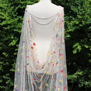 buntes Hochzeitskap Schleier,Blumenbesticktes Kap,Blumenhochzeitskap, Schleier, Blumenhochzeitskap, Blumenhochzeitskap