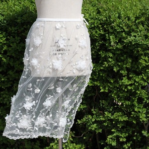 overlay floral skirt,Flower Embroidery Skirt,Floral embroidery Ballet wrap skirt,Detachable Skirt,Floral Overskirt,Embroidered Wedding Skirt
