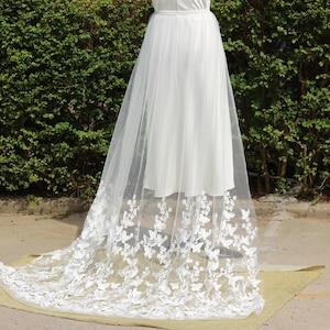 white Butterfly Wedding Skirt,floral embroidered overskirt,detachable wedding skirt,Floral Overskirt, flower bride skirt,party skirt women