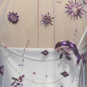 purple celestial cape,Moon and stars bridal cape,Glitter Star Cape Veil,sequins wedding cape,sparkle bridal cape,Shiny Cape Glittering Cape