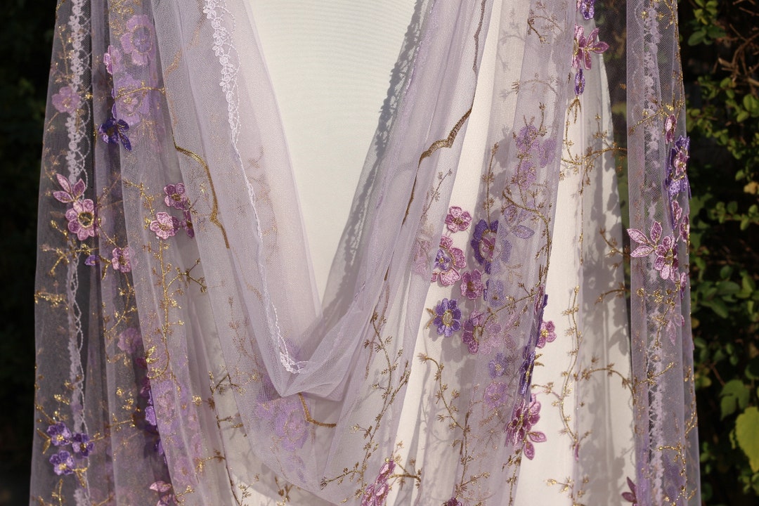 Purple Floral Wedding Cape,dress Cape,flower Cape,wildflower Cape ...