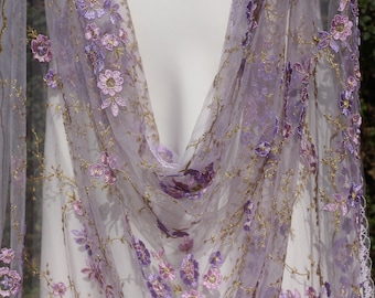 purple floral embroidered wedding cape,flower cape, floral wedding cape,dress cape,wildflower cape,floral tulle cape,wedding shoulder cape