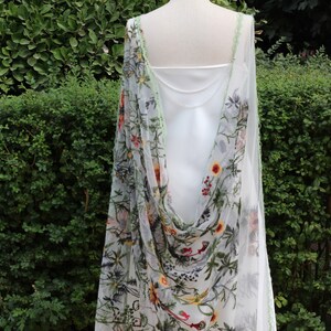 Mustard Green Silk Floral Embroidered Cape main image 1