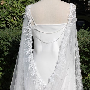 Pearl Bridal Cape,pearl cape veil,lace cape,Pearl Wedding Cape,lace wedding cape,shoulder Cape,wedding cape veil,wedding dress cape,