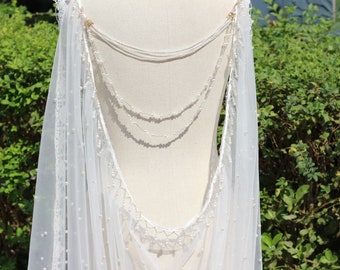 Cape de mariée en perles avec collier au dos, bijoux d'épaule de mariée