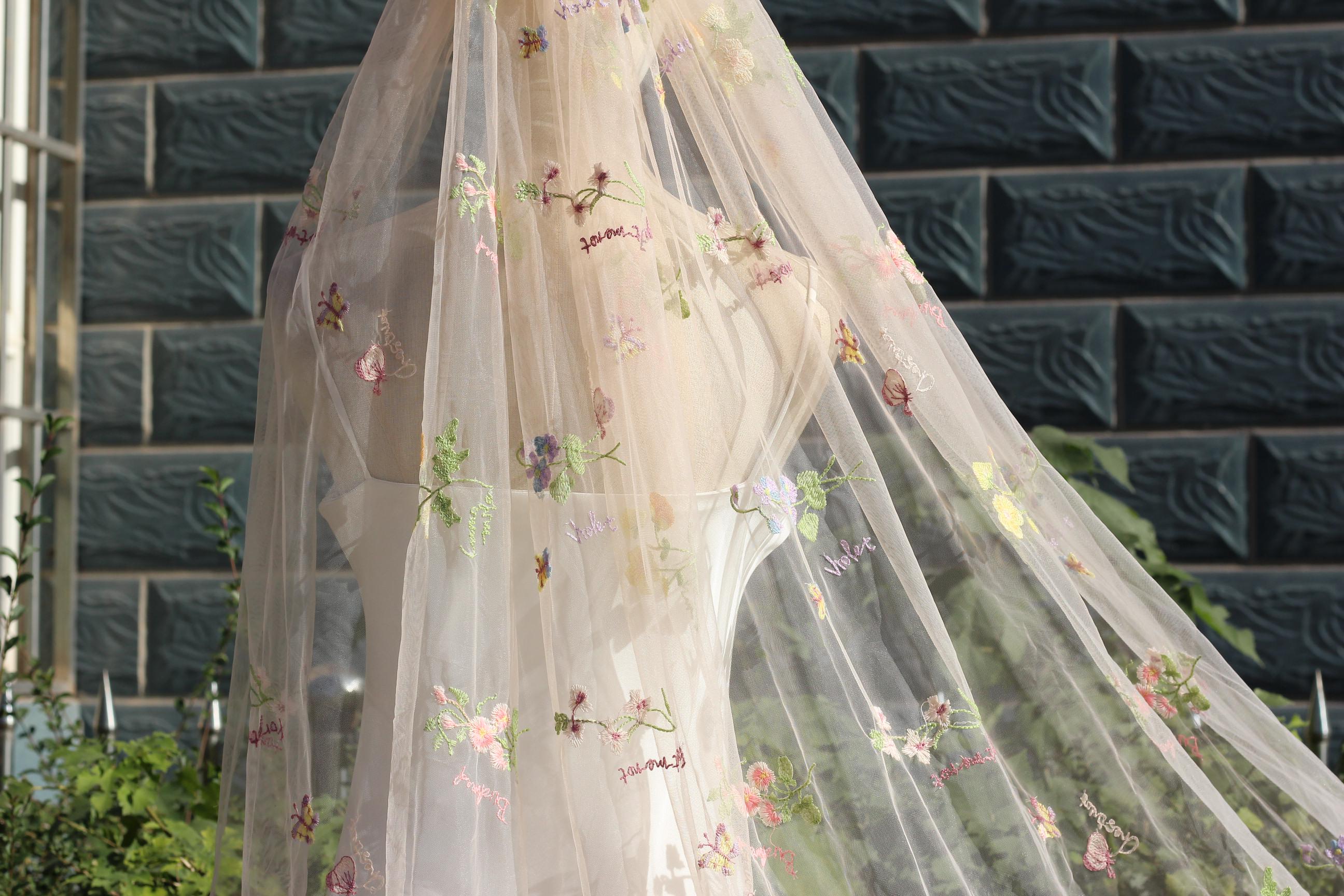 ✨BRAND NEW mocha/nude bridal cathedral veil! Veil Cathedral Wedding Veil Lace Cathedral Bridal Veil  main image 3