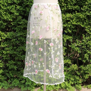 Floral embroidery Ballet wrap skirt,Detachable Bridal Skirt,Floral Overskirt,Embroidered Wedding Skirt,Flower Embroidery Skirt,Vintage Skirt