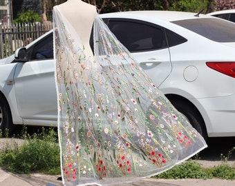 Floral Embroidered Wedding Cape, Flower Bridal Veil, Lace Trim