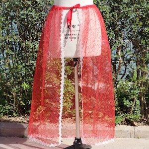 sparkly red Mesh Skirt,see through transparent skirt,Open Front Sheer skirt festival,Glitter Maxi Skirt,mesh rock,skirt coverup,rave skirt