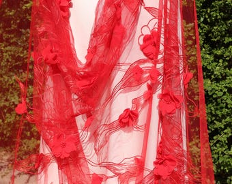 Embroidered Floral Wedding Cape, Bridal Veil