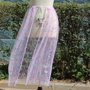 see through dress festival,mesh rock,sheer skirt,mesh glitter overdress,Glitter Maxi Skirt,bling transparent mesh rave skirt,beach coverup