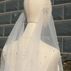 Vintage Drape Veil,Drape Veil With Pearls,Pearl wedding Draped Veil,wedding hair piece pearls,Bridal Veil With Pearls,Rhinestone Pearl Veil
