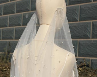 Vintage Drape Veil,Drape Veil With Pearls,Pearl wedding Draped Veil,wedding hair piece pearls,Bridal Veil With Pearls,Rhinestone Pearl Veil