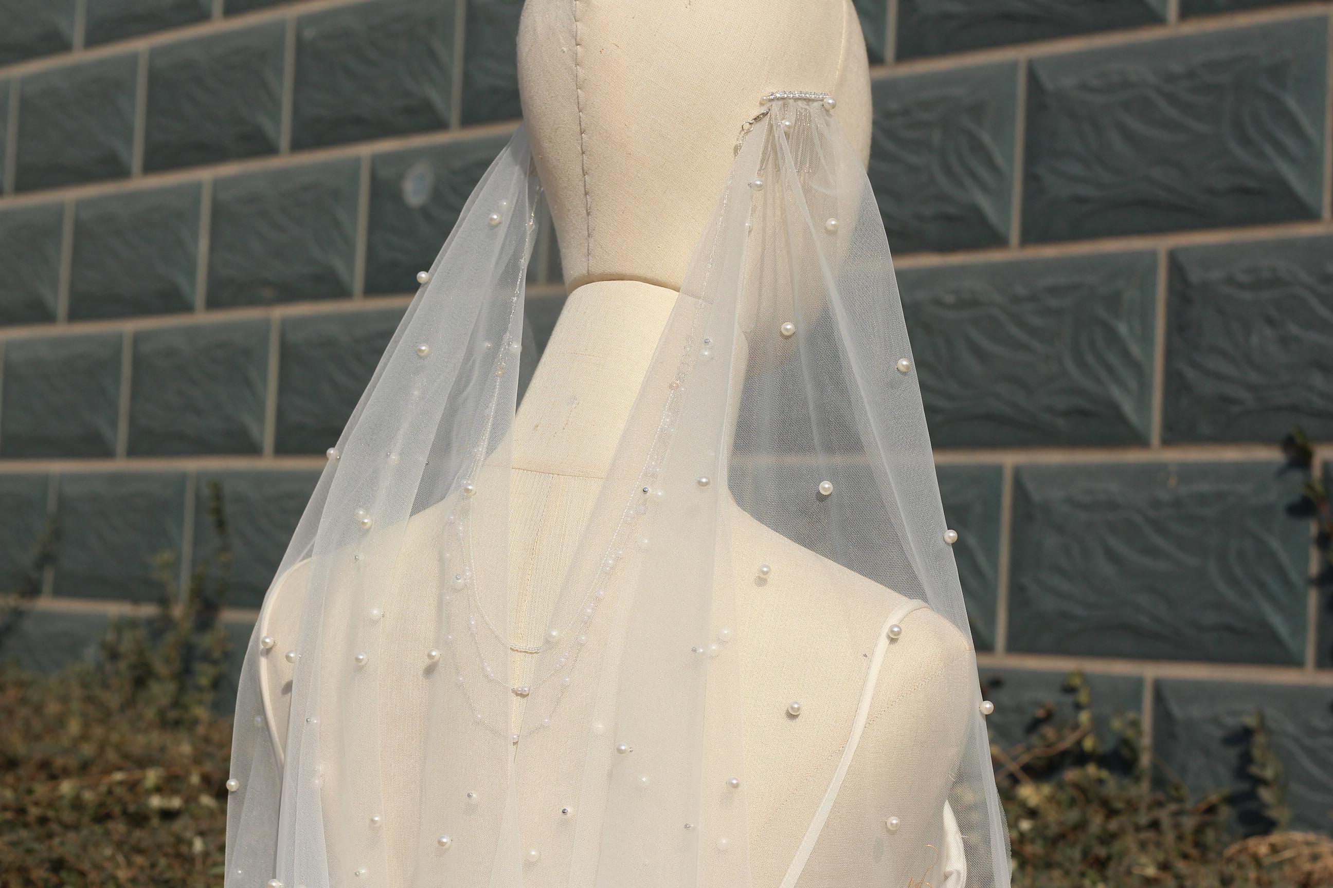 Vintage Drape Veil,Drape Veil With Pearls,Pearl wedding Draped Veil,wedding hair piece pearls,Bridal Veil With Pearls,Rhinestone Pearl Veil