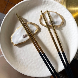Chopstick Oyster Rest Set of 4 Hashioki (in Japanese 箸置き) #箸置き Black Velvet Bag Luxury Formal Table Setting Japanese Style Kaiseki