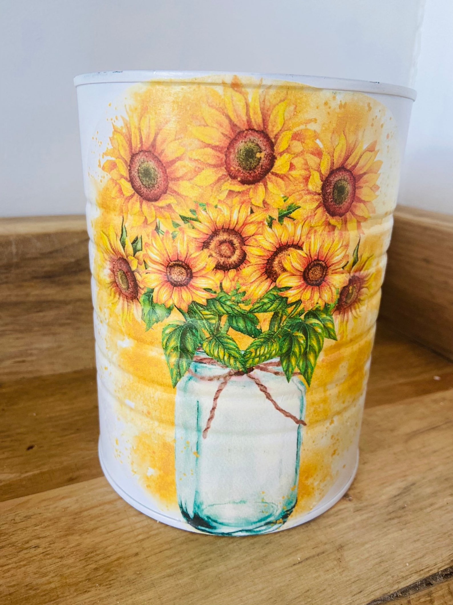 Sunflower tin planter indoor planter decorated with Etsy