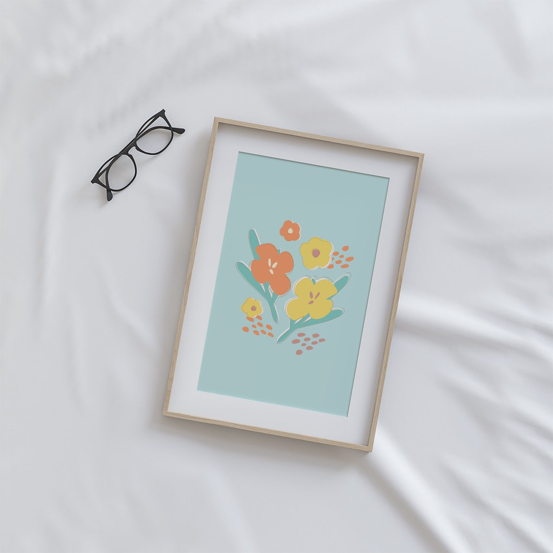 Light teal flower Printable Wall Art Spring printable wall art | Etsy