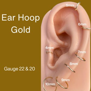 14K Gold Cartilage Hoop: Nose & Septum Ring  22/20 Gauge   035