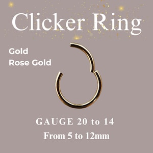 Clicker Hoop | Clicker Ring | Gold, Rose Gold , Titanium | 5 to 12mm | 20g to 14g  | Cartilage Earring | Gift