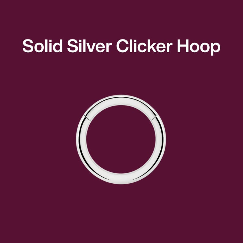 Silver Clicker Sterling Silver Clicker Hoop: 18g/16g Cartilage, Nose, Helix Piercing ...
