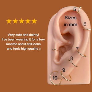 Gold Clicker Hoop Nose Ring, Septum or Cartilage Hoop, Gold Plated Titanium, Nickel Free & Swim Safe. 018 image 9