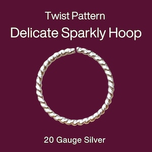 Sterling Silver Nose Ring, Cartilage, Helix, Endless Hoop, Sparkly Twist Wire, 20g, Dainty, Lightweight, Handmade. 015