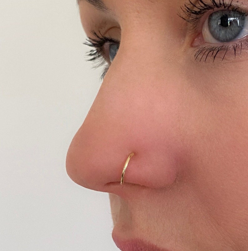 GOLD Clicker Hoop, 5,6,7,8,9,10mm 20g,18g,16g,14g Gold, Titanium, Hinged Segment Rings, Tragus,Nose,Cartilage,Septum image 1