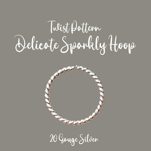Cartilage Earring Nose Ring, Sparkly Twist Pattern | Silver Helix, Cartilage, Lobe, Delicate Ring,  20g  Handmade |  Gift