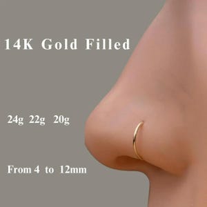 Nose Ring | Cartilage Earring | Gold Nose Ring | Cartilage Ear Hoop | Piercing Ring | Simple Gold Nose Hoop |  24, 22 and 20G | Gift